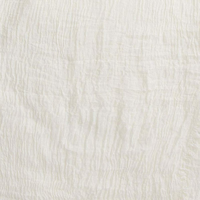 XRDSS Summer Cotton Blend Crinkle Vintage Soft Scarf with Fringed Edges 35" Ã— 70" (White) - Image 2